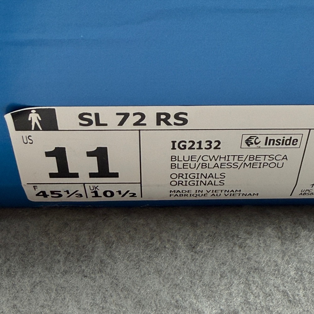 Adidas SL 72 RS Blue White Men's 11 Retro Classic Sneakers NIB - Picture 2 of 8